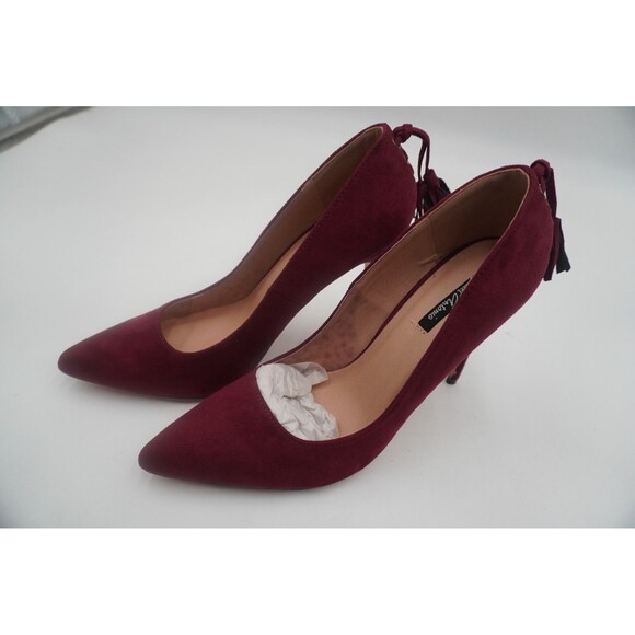 Michael Antonio Magenta Faux Suede Pointed Toe Stiletto Pumps Corset Back Size 9 - Picture 4 of 11